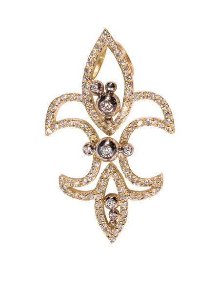 Fleur de Lis Pendant / Necklace, 18K Gold with diamonds.