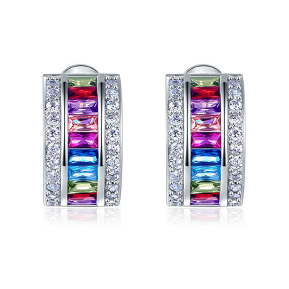 Multi-Color Stones 925 Sterling Silver Earrings Jewelry XFE8131