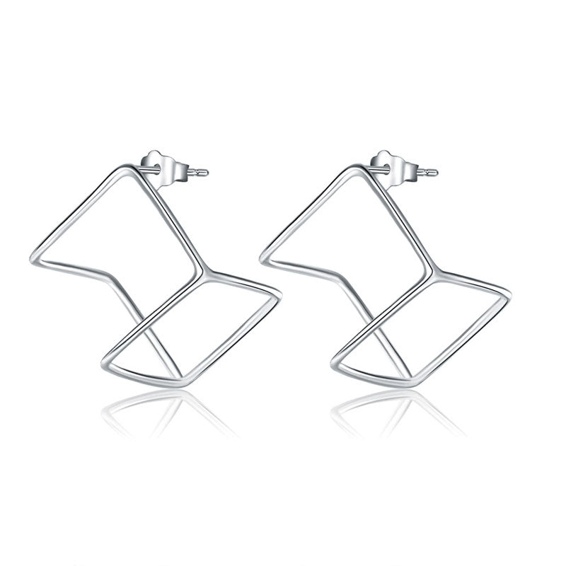 Cube Stud 925 Sterling Silver Earrings Fashion Stylish Jewelry XFE8138