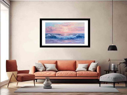 Pink Sunrise Sea Framed Print