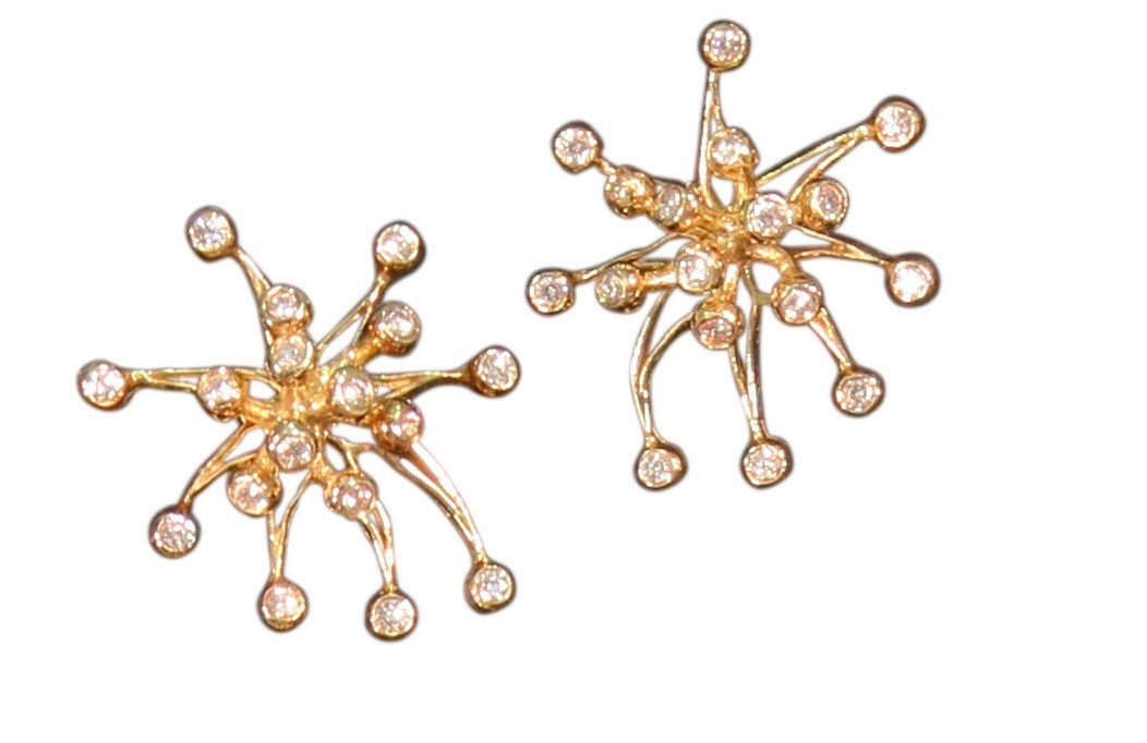 Fireworks Earrings-Large-18K Gold with Diamonds