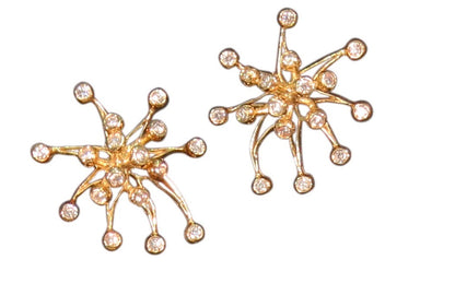 Fireworks Earrings-Large-18K Gold with Diamonds