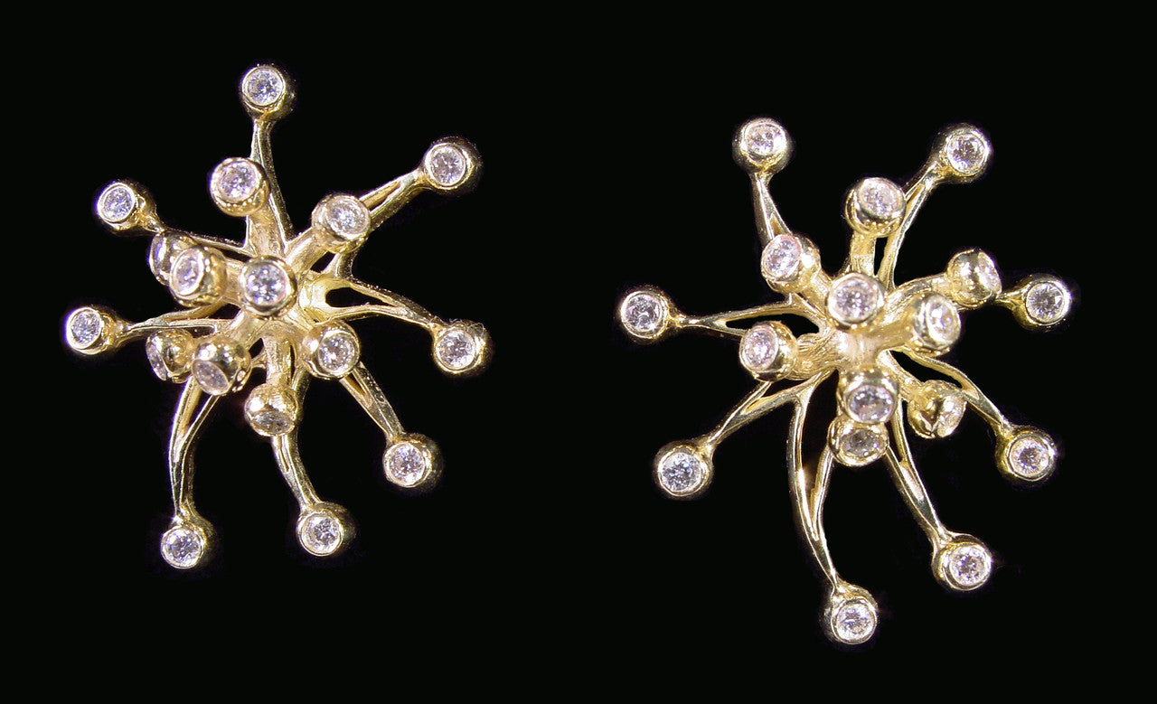 Fireworks Earrings-Large-18K Gold with Diamonds