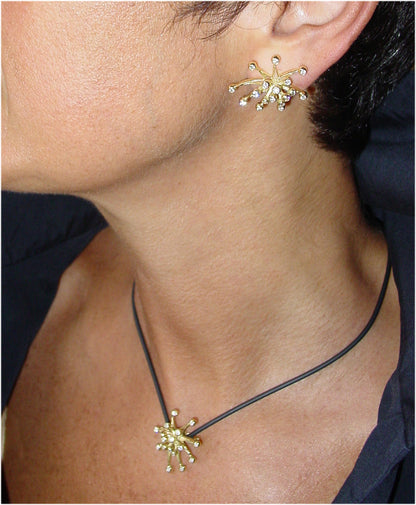 Fireworks Earrings-Large-18K Gold with Diamonds