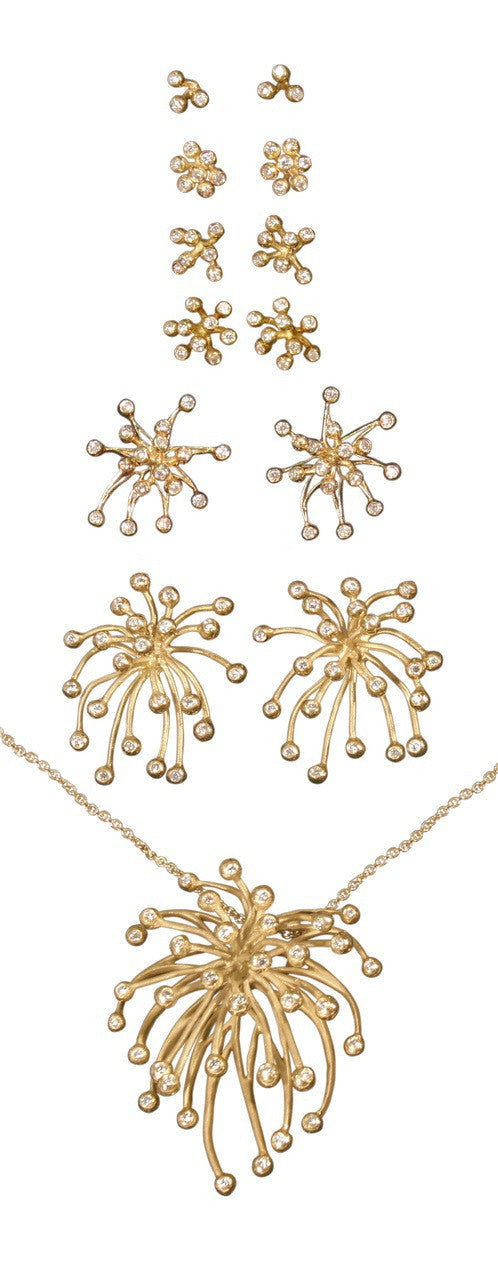 Fireworks Earrings-Large-18K Gold with Diamonds