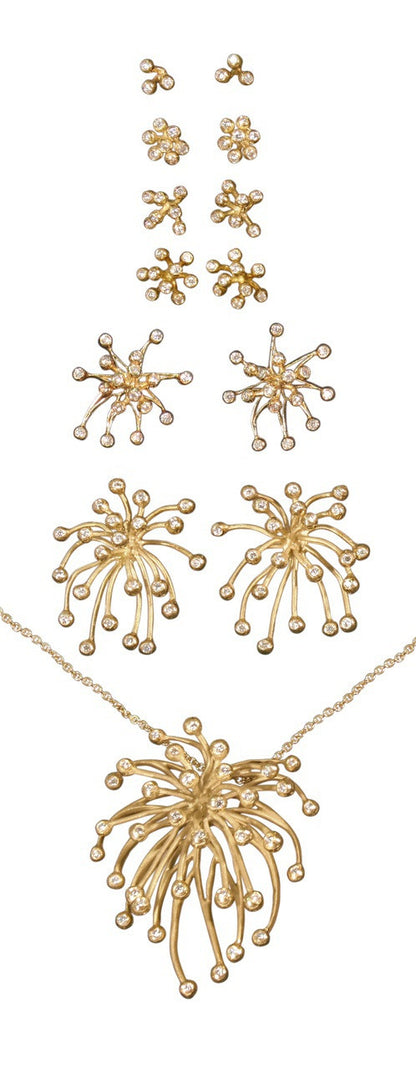 Fireworks Earrings-Large-18K Gold with Diamonds