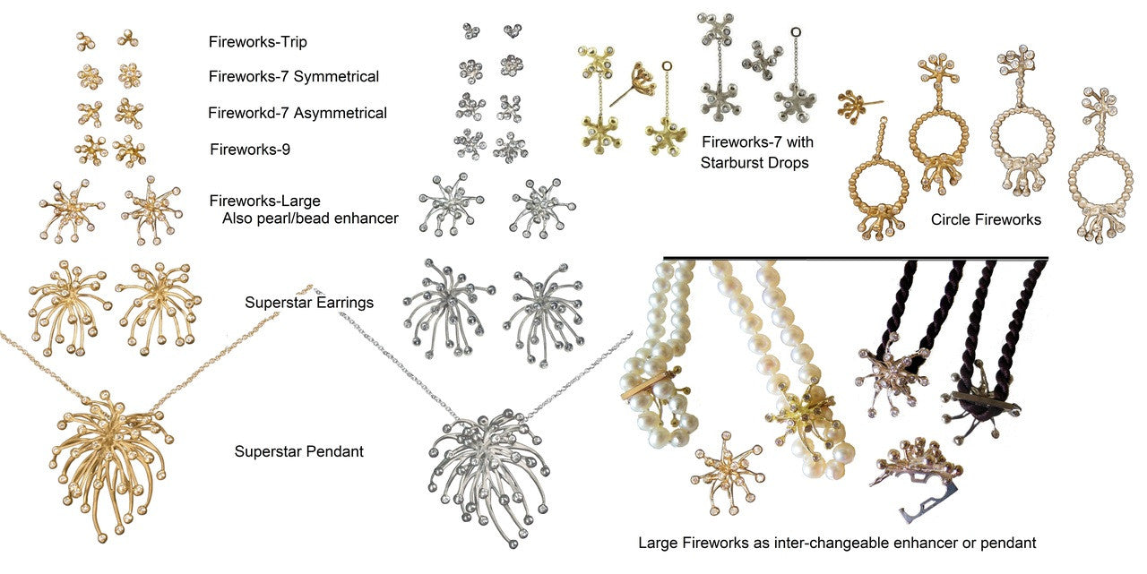 Fireworks Earrings-Large-18K Gold with Diamonds