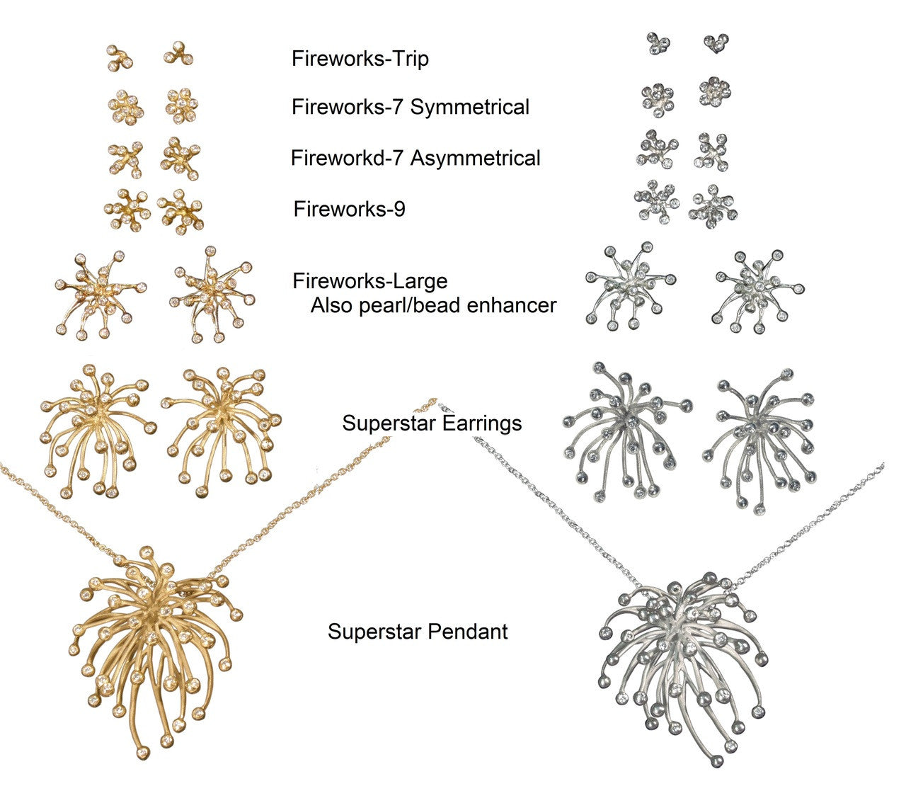 Fireworks Earrings-Large-18K Gold with Diamonds