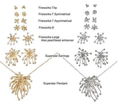 Fireworks Earrings-Large-18K Gold with Diamonds