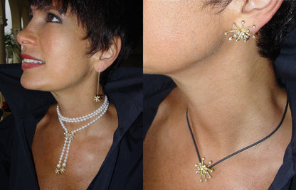 Fireworks Earrings-Large-18K Gold with Diamonds