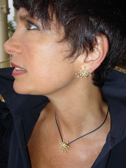 Fireworks Earrings-Large-18K Gold with Diamonds