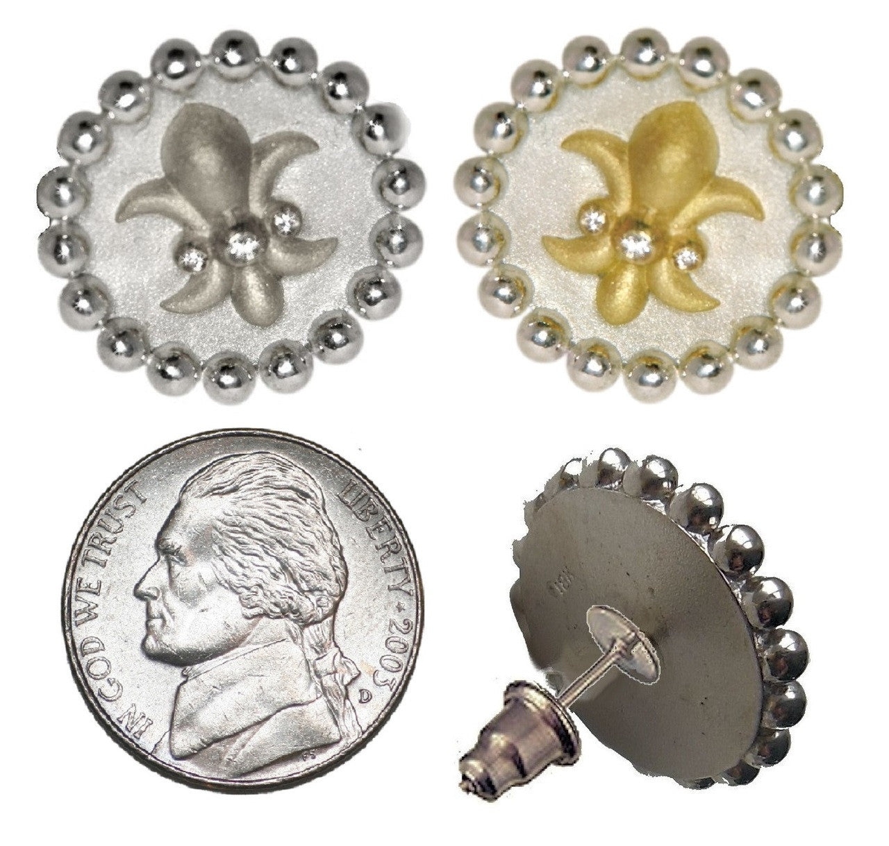 Fleur De Lis Tuxedo Shirt Studs: Diamonds in 18K Gold-11