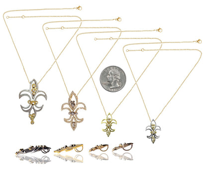 Fleur de Lis Pendant / Necklace, 18K Gold with diamonds.