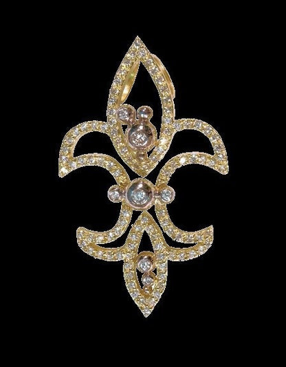 Fleur de Lis Pendant / Necklace, 18K Gold with diamonds.
