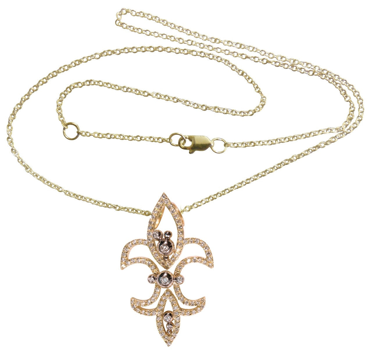 Fleur de Lis Pendant / Necklace, 18K Gold with diamonds.