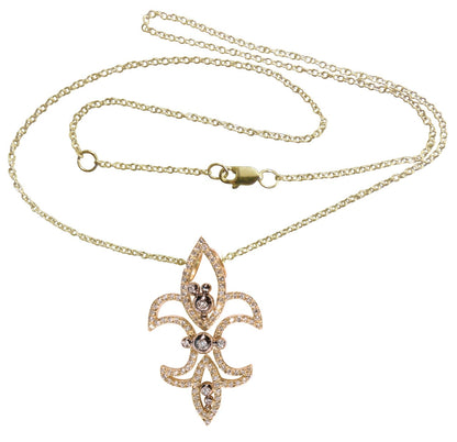 Fleur de Lis Pendant / Necklace, 18K Gold with diamonds.