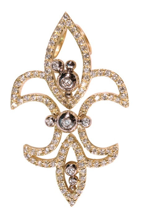 Fleur de Lis Pendant / Necklace, 18K Gold with diamonds.