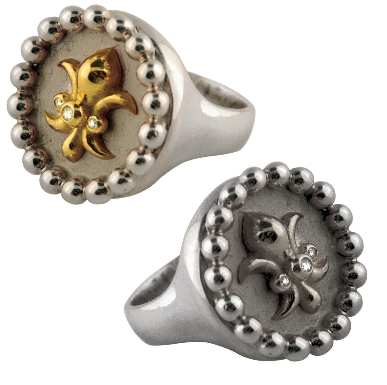 Fleur De Lis Tuxedo Shirt Studs: Diamonds in 18K Gold-10