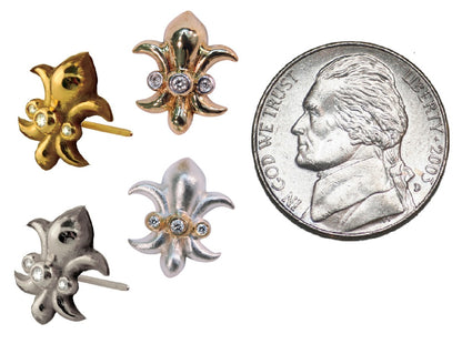 Fleur De Lis Tuxedo Shirt Studs: Diamonds in 18K Gold-5