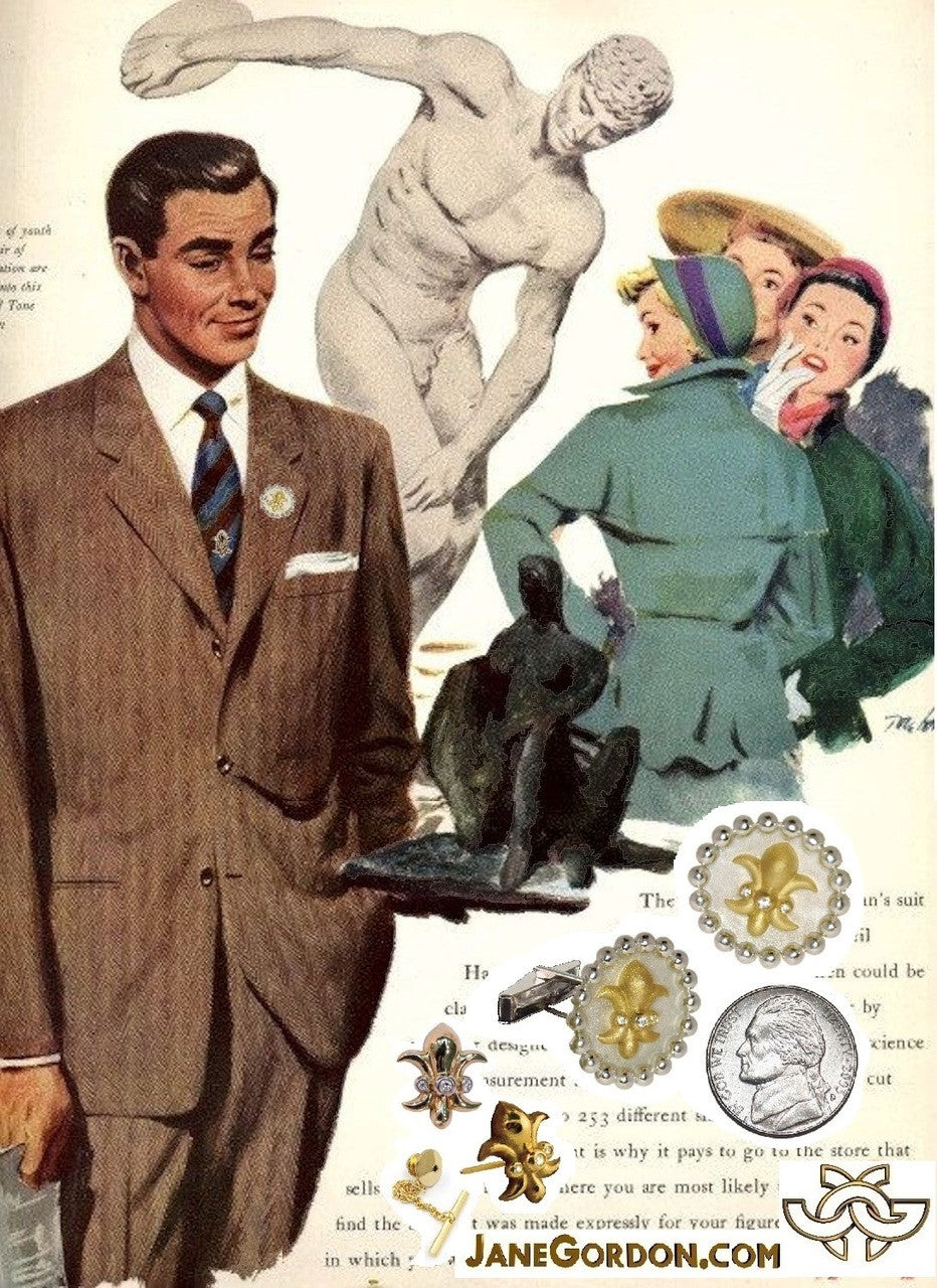 Fleur De Lis Tuxedo Shirt Studs: Diamonds in 18K Gold-7