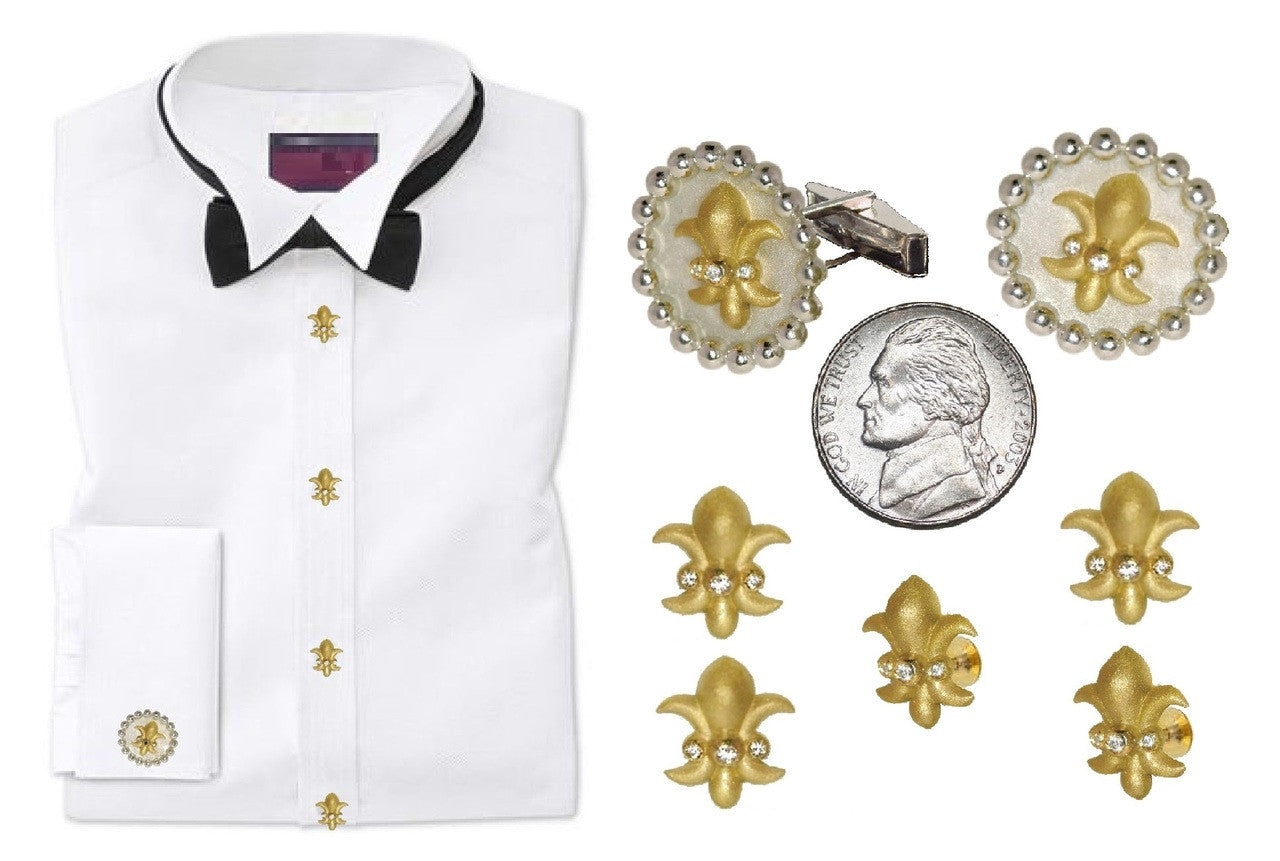 Fleur De Lis Tuxedo Shirt Studs: Diamonds in 18K Gold-13