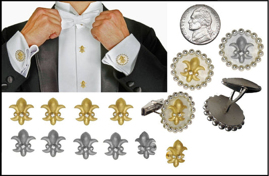 Fleur De Lis Tuxedo Shirt Studs: Diamonds in 18K Gold-0