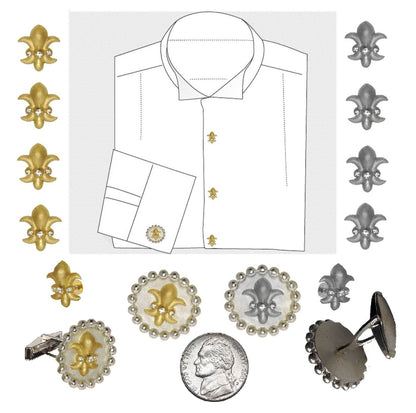 Fleur De Lis Tuxedo Shirt Studs: Diamonds in 18K Gold-2