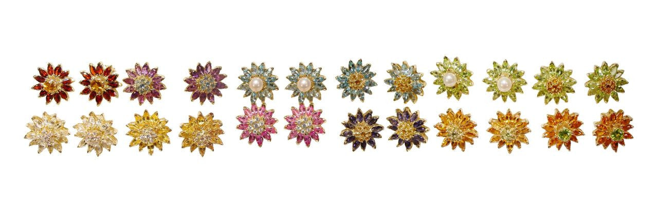 Gemstone Daisy earrings, Inter-changeable Stone Centers, 18K Gold & Semi-precious. Any gem available.-24