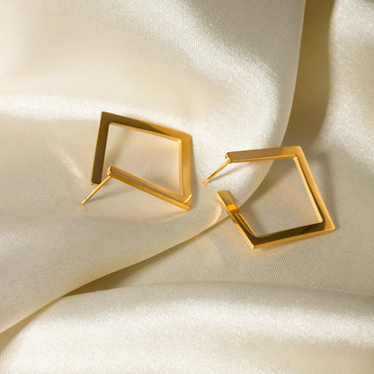 18K Gold Plated Geometric Square Hoop Earrings