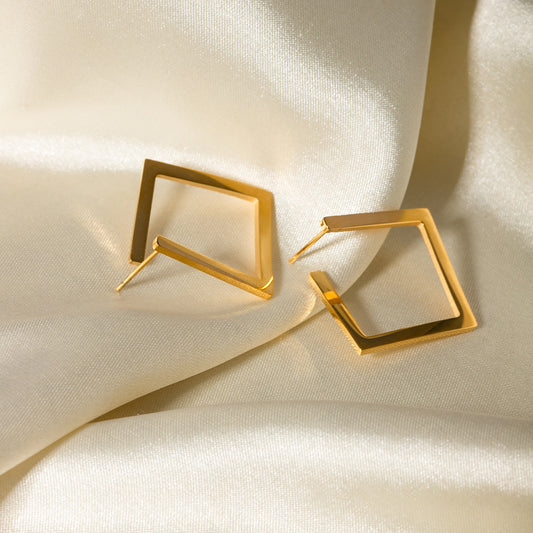 18K Gold Plated Geometric Square Hoop Earrings