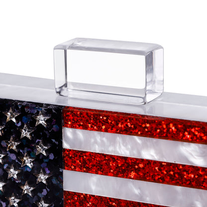Sparkling American Flag Pearl White Clutch Purse