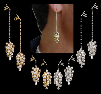 Grapes Drop Earrings-18K Gold and Diamonds-2
