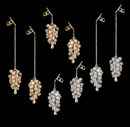 Grapes Drop Earrings-18K Gold and Diamonds-6