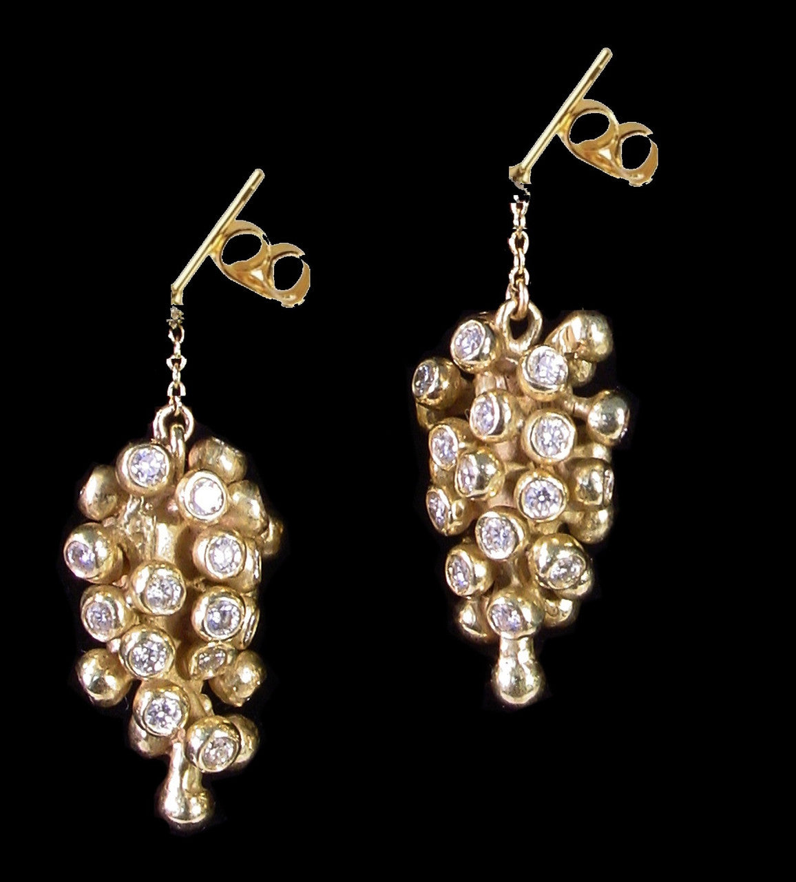 Grapes Drop Earrings-18K Gold and Diamonds-14