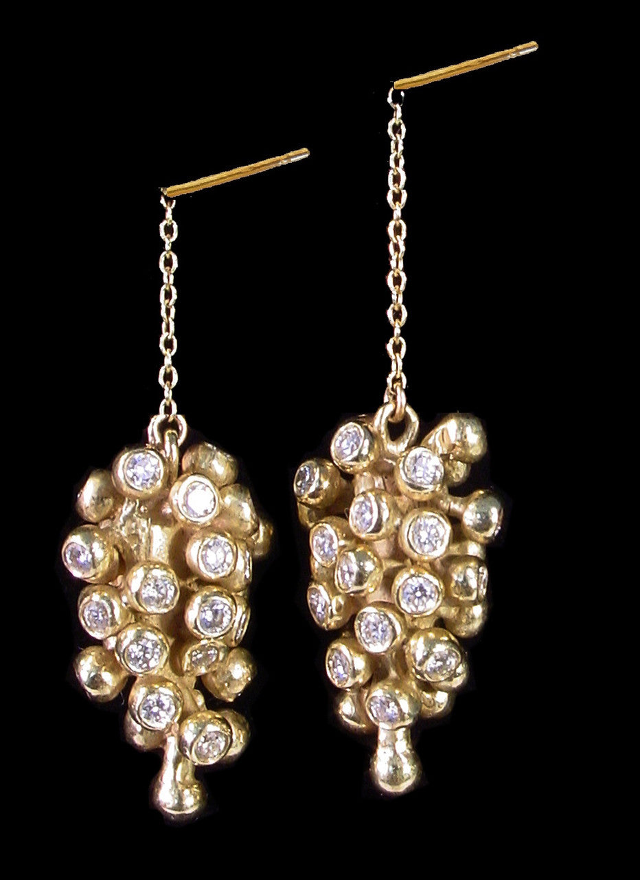 Grapes Drop Earrings-18K Gold and Diamonds-1