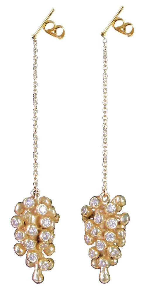 Grapes Drop Earrings-18K Gold and Diamonds-0