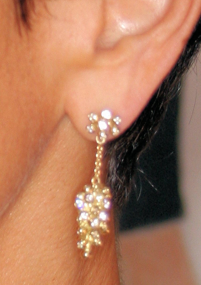 Grapes Drop Earrings with Interchangeable Studs- 2 parts-14K Gold-3