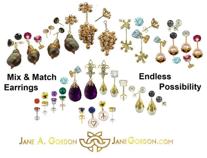 Grapes Drop Earrings- 2 parts-Detachable Stud. 18K Gold with diamonds-8