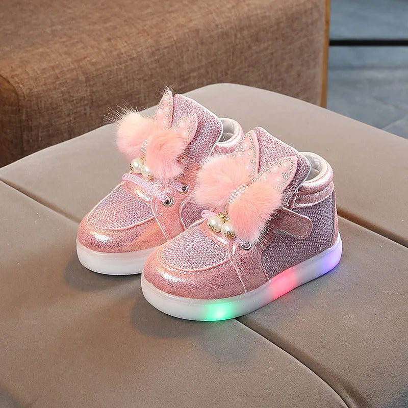 Breathable Luminous Shoes with LED and Glitter for Children-7