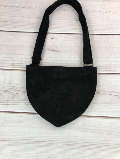 Handmade Suede Embroidered Heart Shaped Bag