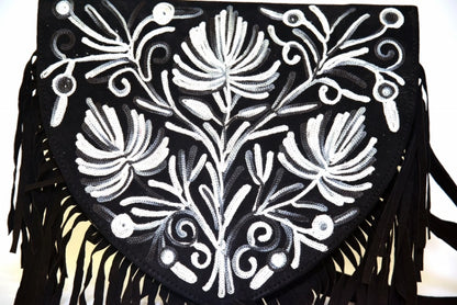 Handmade Suede Embroidered Heart Shaped Bag