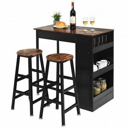 3 Pieces Bar Table Set with Storage