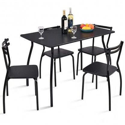 5 Pieces Dining Table Set with 4 Chairs and Backrests