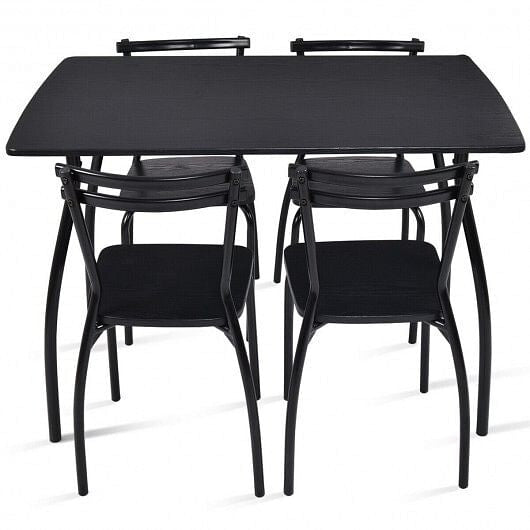 5 Pieces Dining Table Set with 4 Chairs and Backrests