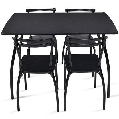 5 Pieces Dining Table Set with 4 Chairs and Backrests