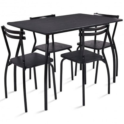 5 Pieces Dining Table Set with 4 Chairs and Backrests