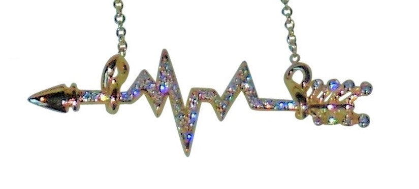 Custom Design: Heartbeat Arrow with Infinity links- Necklace- 18K gold with diamonds-0