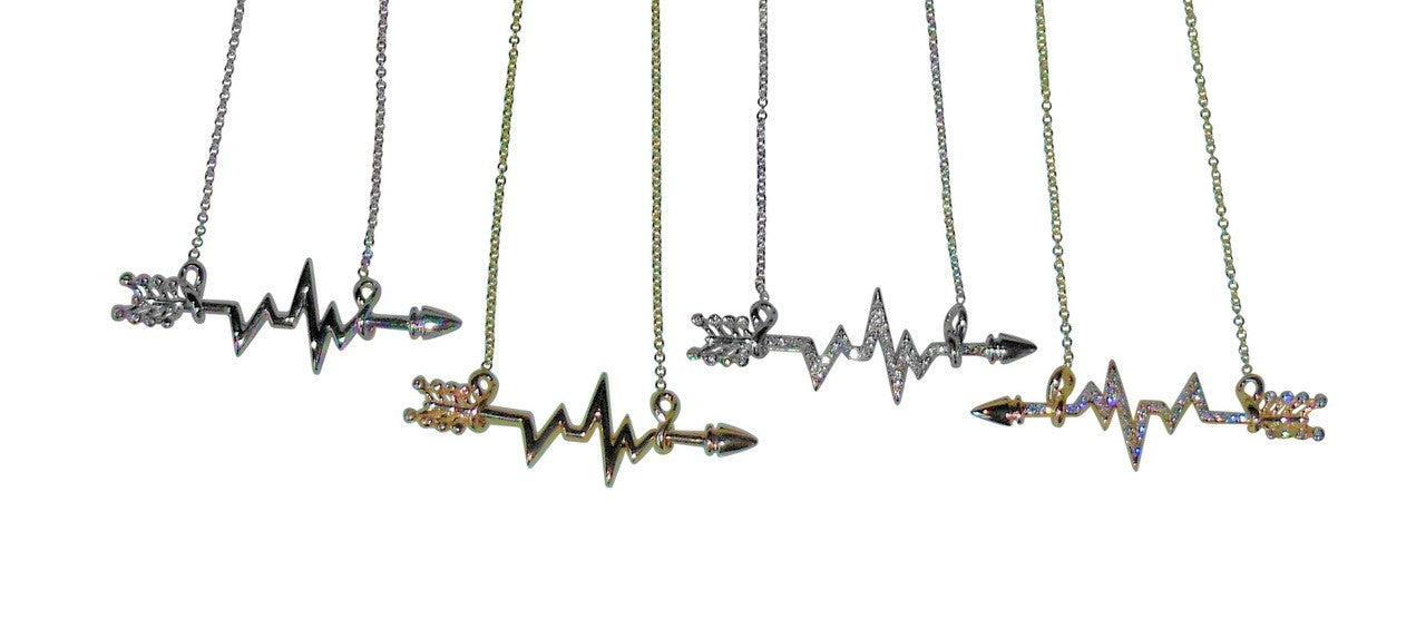 Custom Design: Heartbeat Arrow with Infinity links- Necklace- 18K gold with diamonds-4