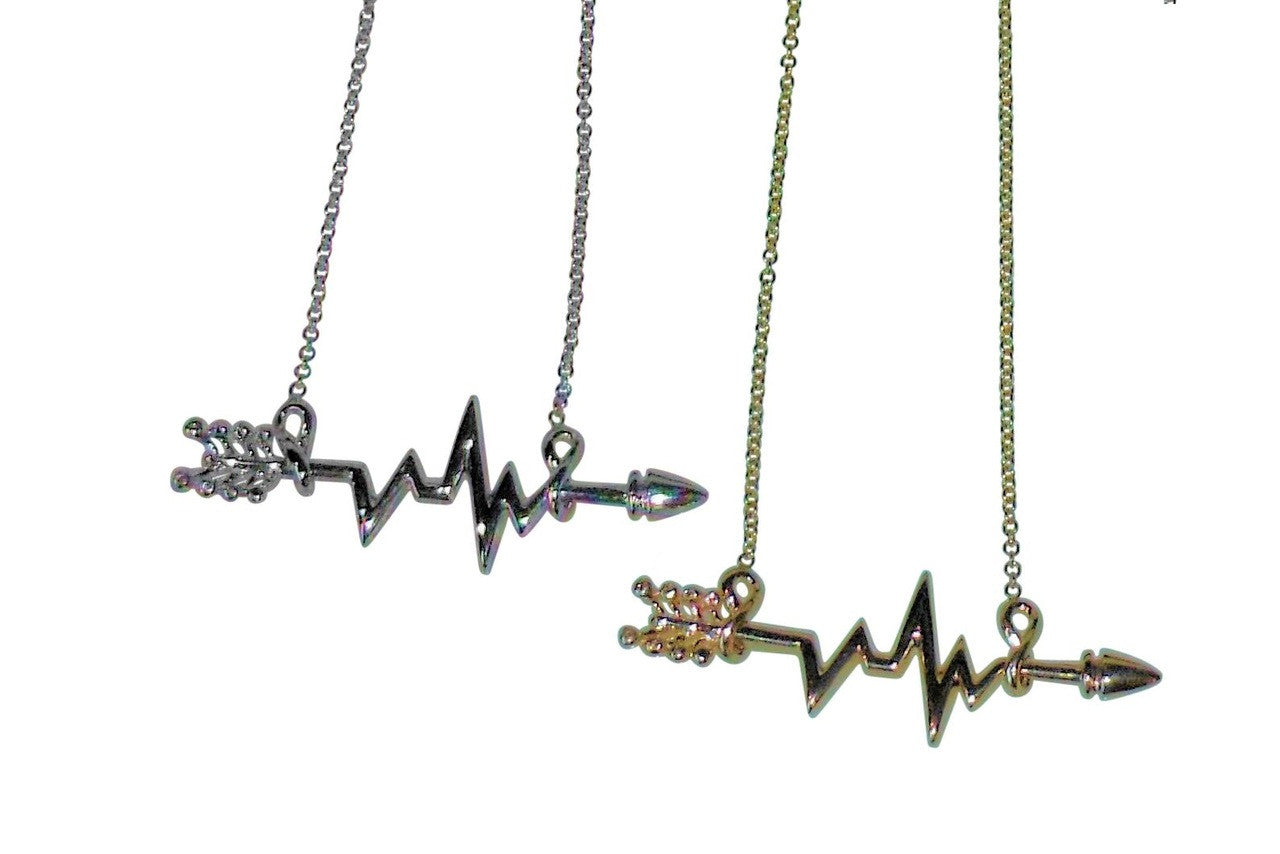 Custom Design: Heartbeat Arrow with Infinity links- Necklace- 18K gold with diamonds-5