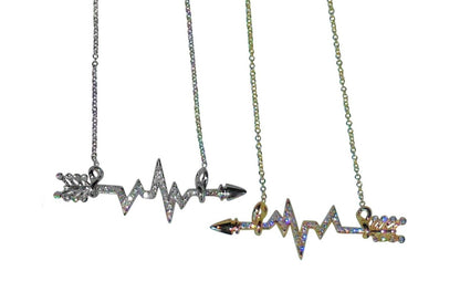 Custom Design: Heartbeat Arrow with Infinity links- Necklace- 18K gold with diamonds-3